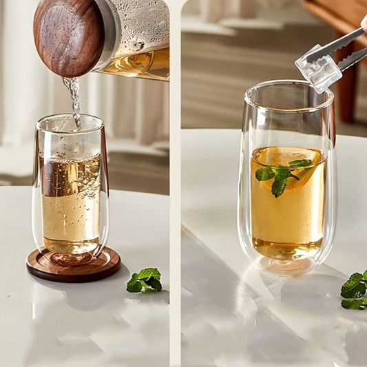 4pcs Borosilicate Clear Glass Double Insulated Cups - 250Ml/ 8.45Oz Reusable Drinkware For Wine 2