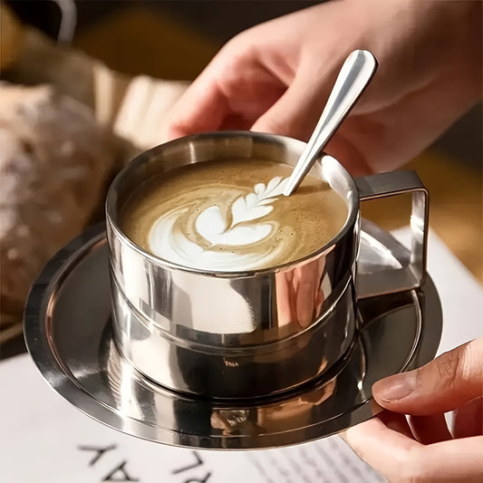 A Set Of 304 Stainless Steel Double-Layer Insulated Coffee Cup Set 2