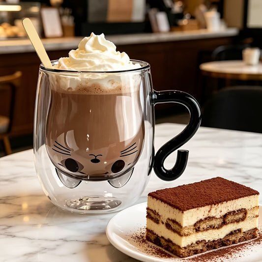 Creative Cartoon Cat Water Cup Home Breakfast Coffee Cup High Temperature Insulation Milk Cup Double-Walled Glass Cup 2