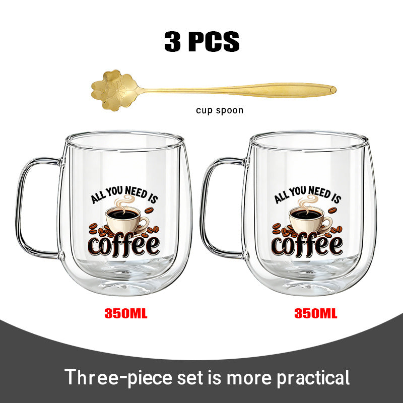This Includes Three Items: Two Double-Walled Borosilicate Glasses And A Golden Spoon