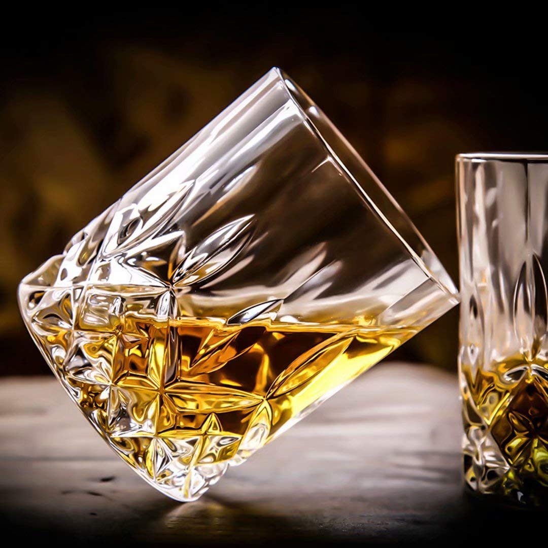 Farielyn-X Old Fashioned Glasses (Set of 6), 11 Oz Unique Bourbon Glass, Ultra-Clarity Double Old Fashioned Liquor Vodka Bourbon Cocktail Scotch Tumbler Bar Glasses Set