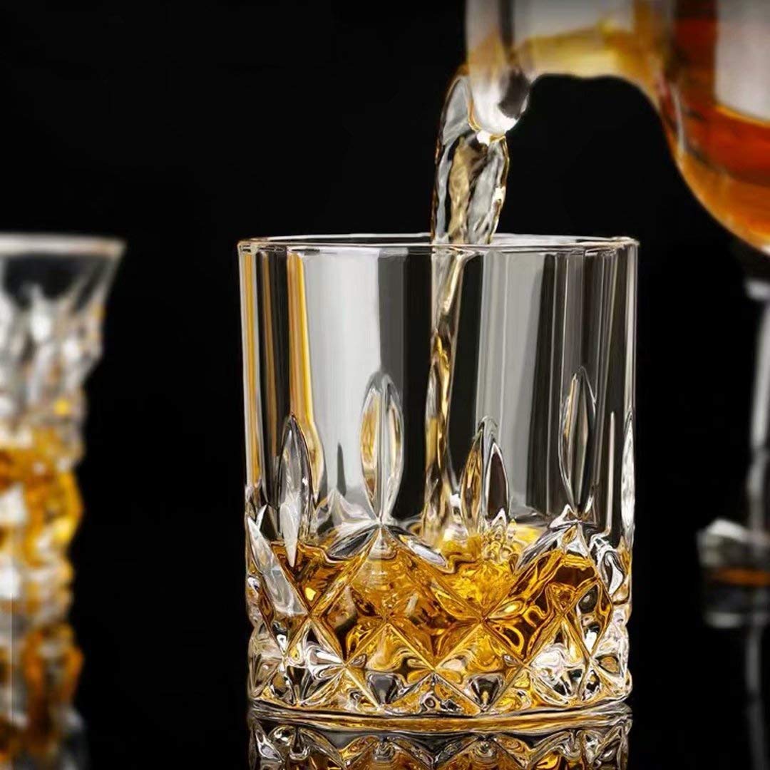 Farielyn-X Old Fashioned Glasses (Set of 6), 11 Oz Unique Bourbon Glass, Ultra-Clarity Double Old Fashioned Liquor Vodka Bourbon Cocktail Scotch Tumbler Bar Glasses Set