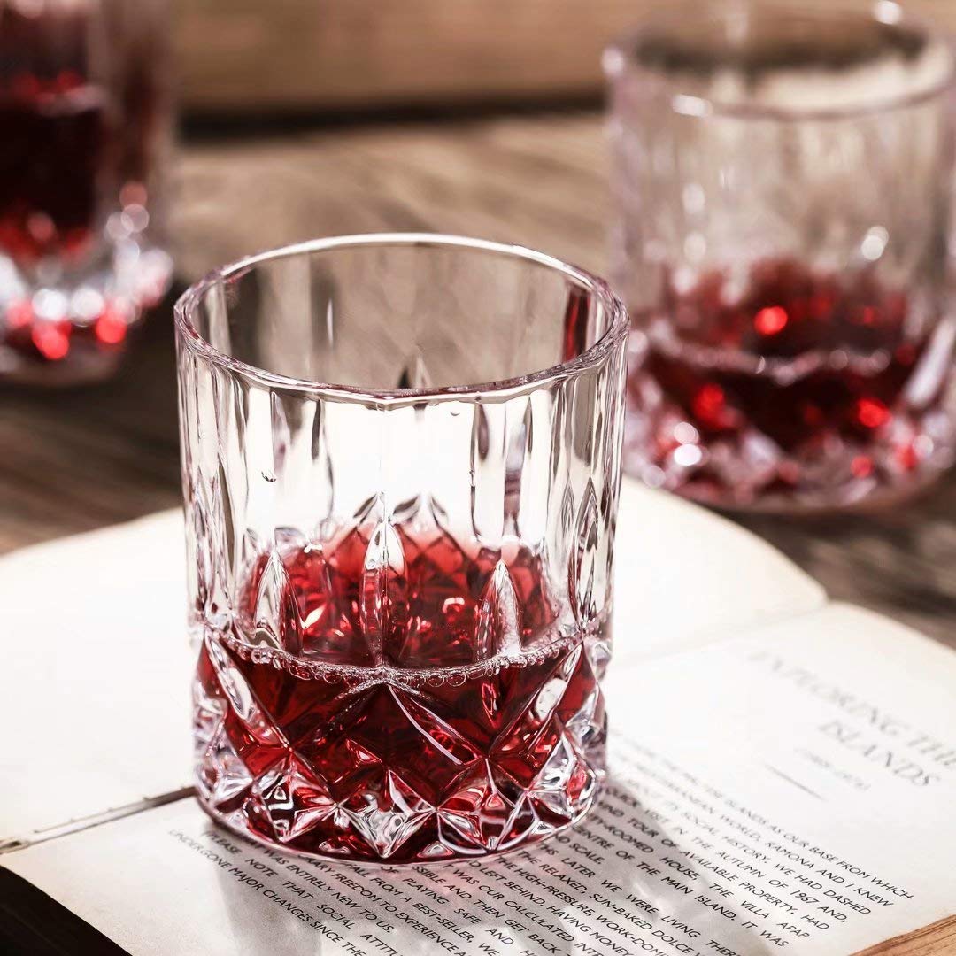 Farielyn-X Old Fashioned Glasses (Set of 6), 11 Oz Unique Bourbon Glass, Ultra-Clarity Double Old Fashioned Liquor Vodka Bourbon Cocktail Scotch Tumbler Bar Glasses Set