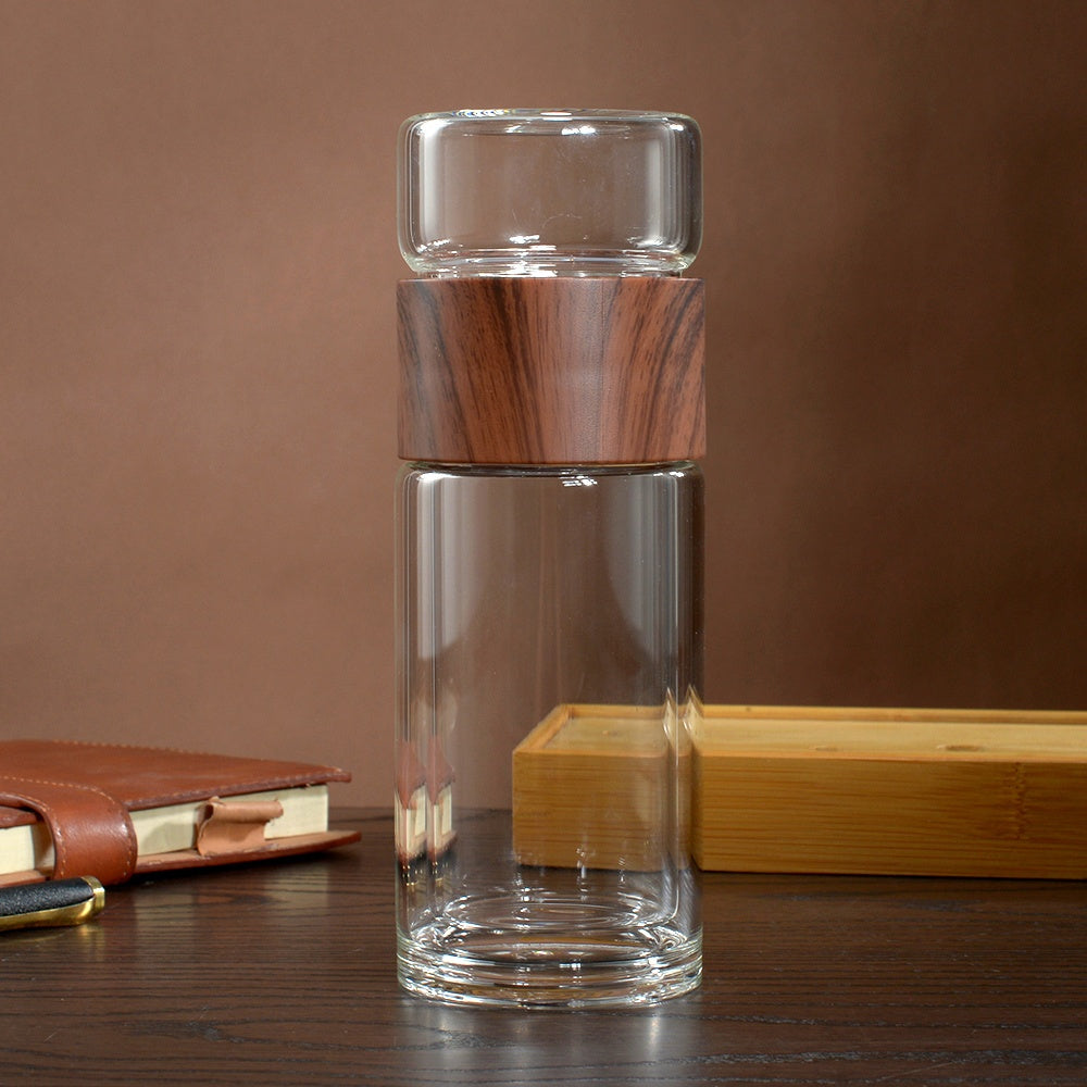 1pc Double-Layer High Borosilicate Glass Cup Men Women Tea Separation Water Cup Women'S High Aesthetic Flower Tea Cup