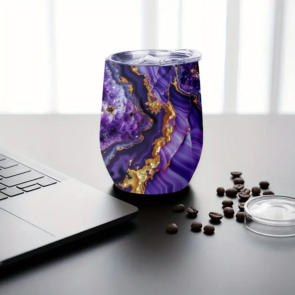 Christmas Gift: 1-Pack 12oz Double-Wall Vacuum Insulated Amethyst Quartz Tumbler 5