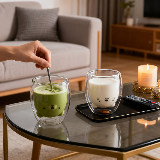 1pc Double-Layer Glass Cup With Wide Mouth For Easy Cleaning + Smooth Grip For Office Coffee Cup/Home Milk Cup/Hot & Cold Drink Cup/Water Cup/Animal Embossed Cup/Office Water Cup/Dual-Use Cup/Double-Layer Insulated Cup/Coffee Milk Cup 2