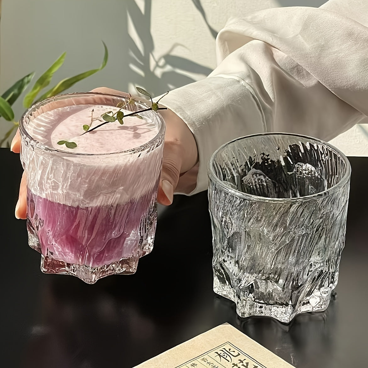 2pcs/4pcs Thickened Glacier Style Octagonal Glass Cup Frosted Glass Cup Whiskey Cup Coffee Cup Drink Cup 9