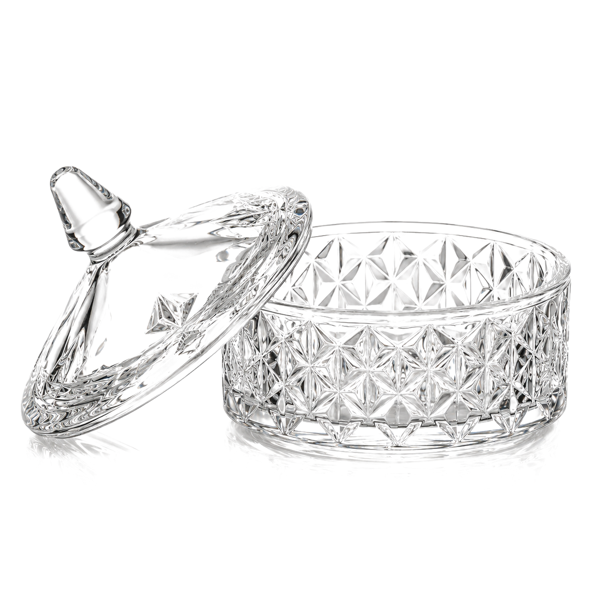Crystal round candy box with lid set