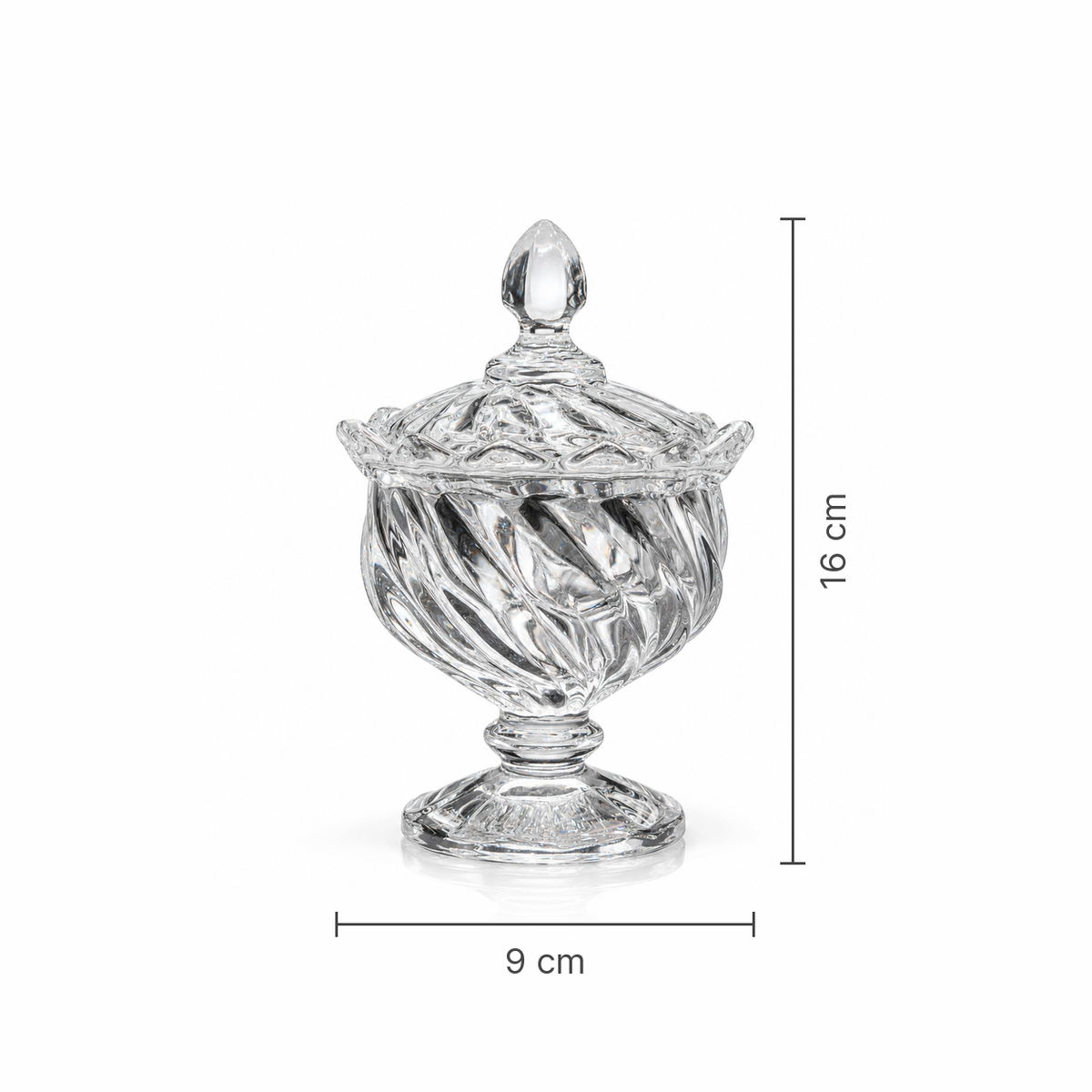 Swirl glass sugar bowl dimensions 9 x 16 cm