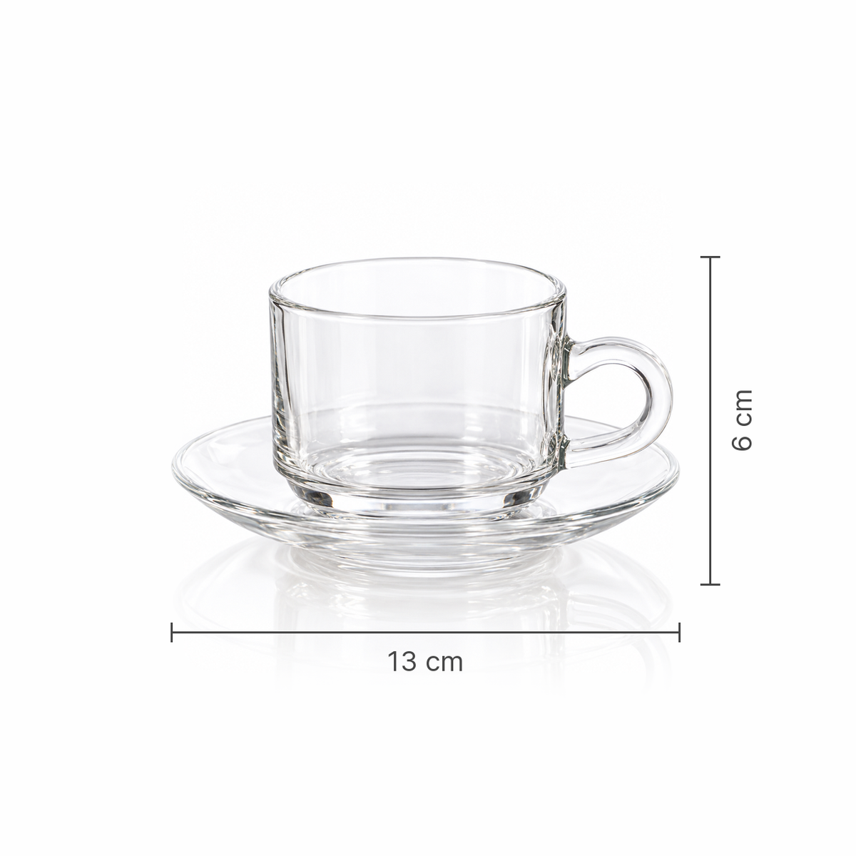 Tea cup and saucer dimensions 13 cm x 6 cm