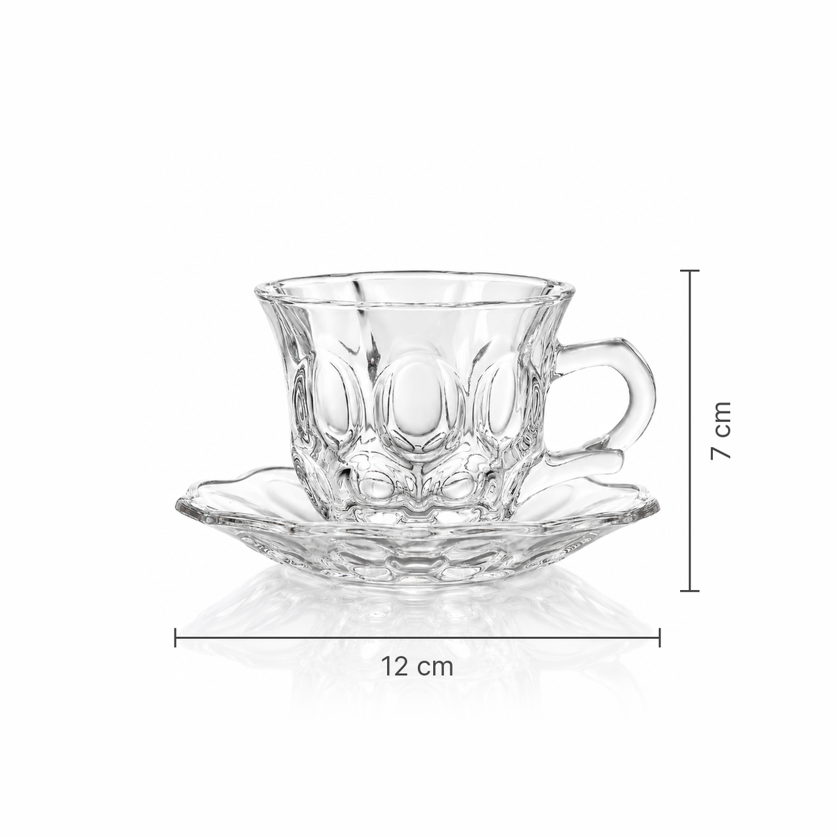 Tea cup and saucer dimensions 12 cm x 7 cm