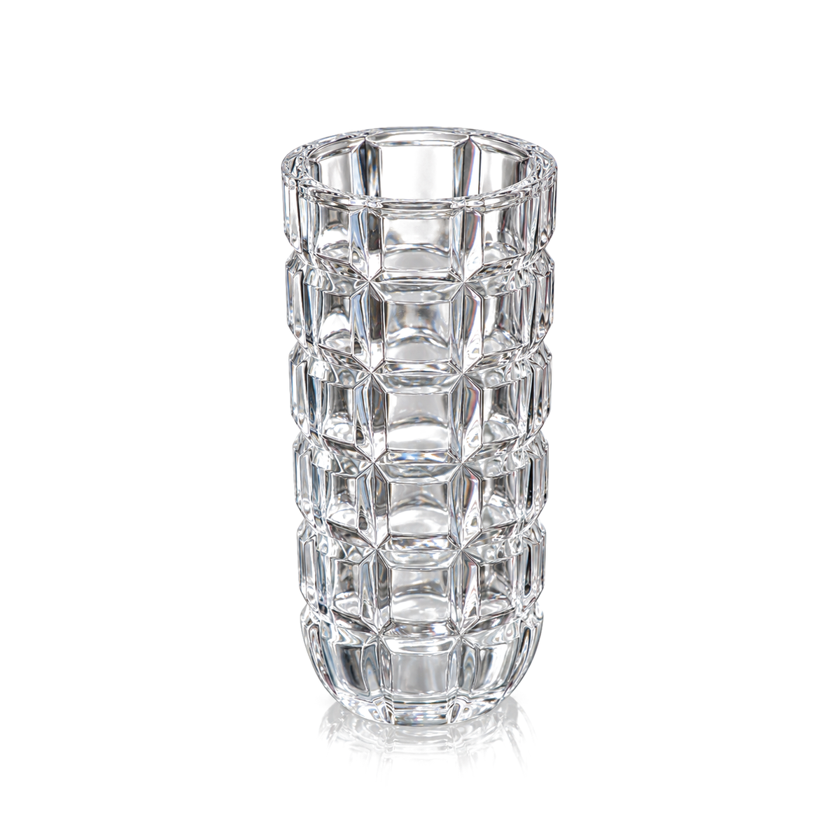 Crystal block-cut flower vase set