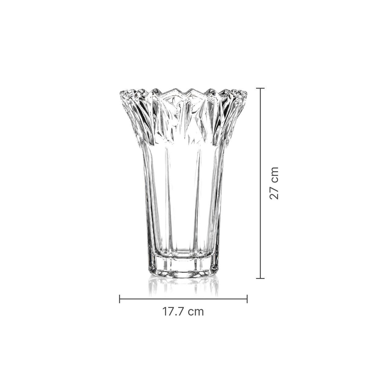 Crystal vase dimensions 17.7 cm x 27 cm