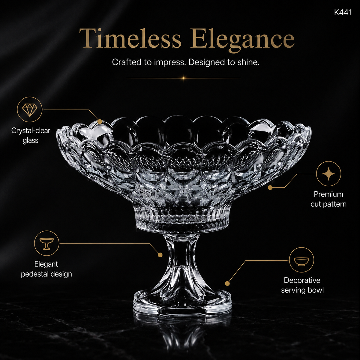 K441 crystal serving bowl feature information image