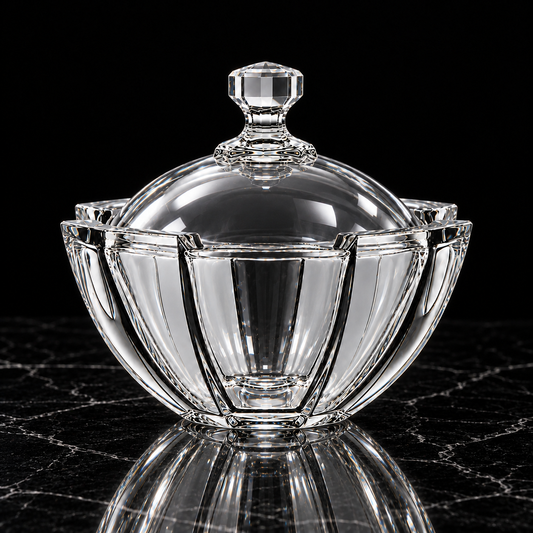 K-485 crystal candy bowl on black marble