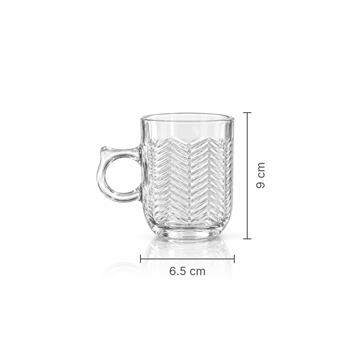 M-216 glass mug dimensions 6.5 x 9 cm