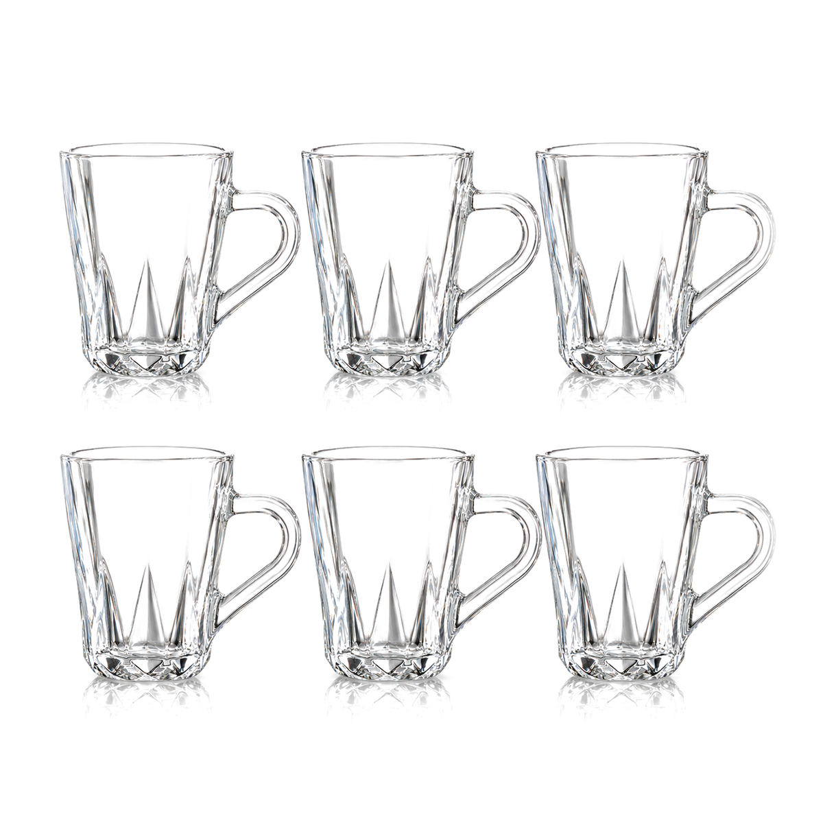 Faceted glass mug set