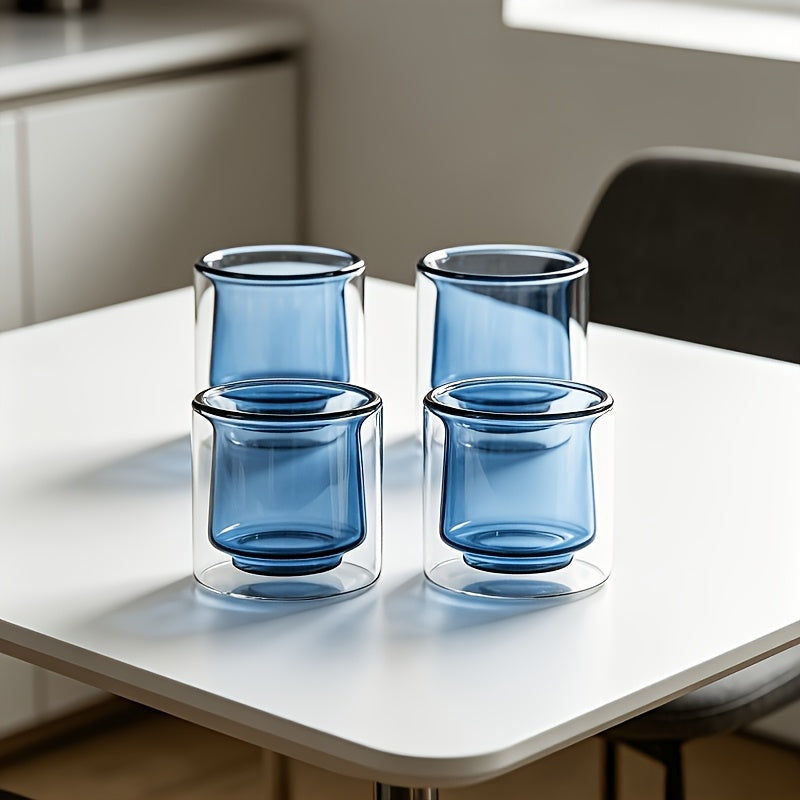 4pcs High-Temperature Resistant And Anti-Scald Double-Layer Borosilicate Glass Cup Set 5