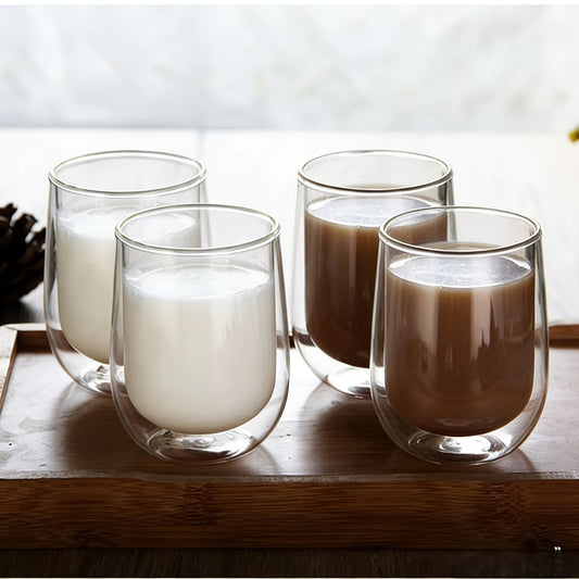 4pcs Double-Wall Glass Cup Set - Double-walled Glass Coffee Cups 2