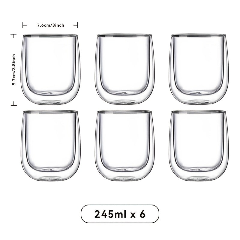 2/4/6pcs Set - High Borosilicate Double-Wall Glass Brewing Cup