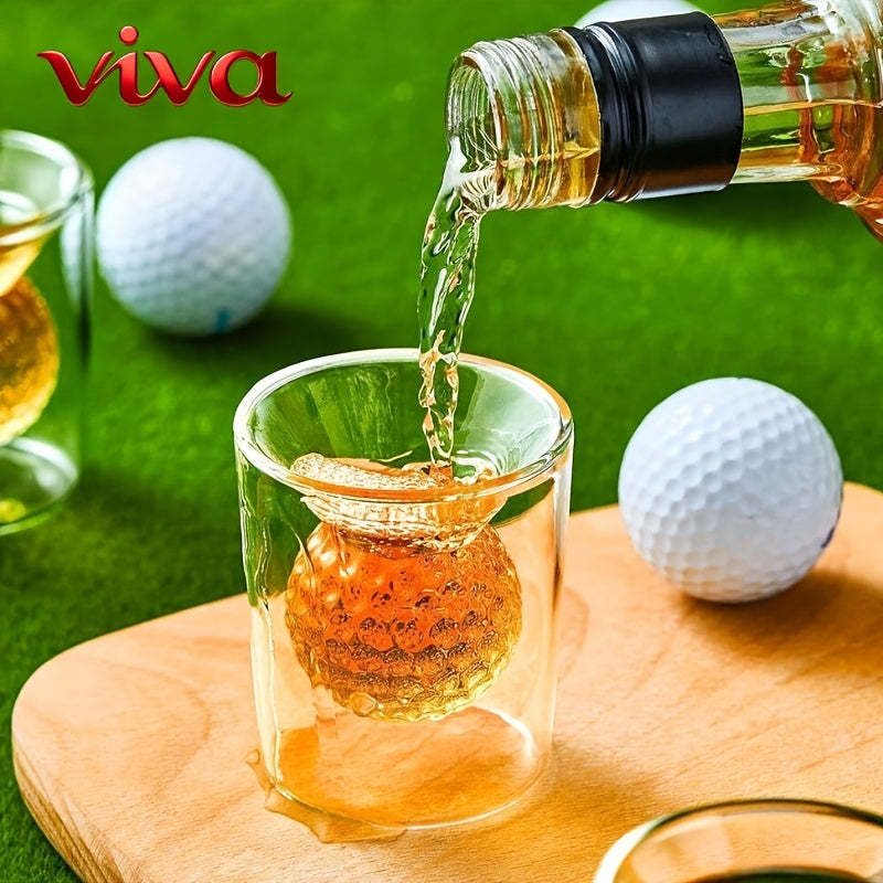 2pcs Double-Layer Golf Ball Wine Glasses 6