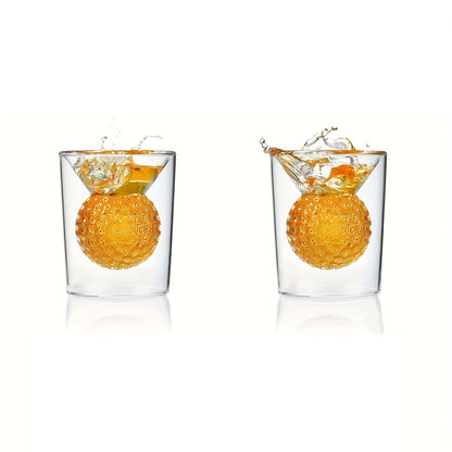 4/2pcs Double-Layered Golf Ball Glass Set