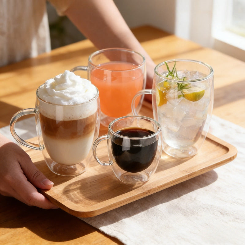 Double-walled Coffee Cup With Handle Borosilicate Glass Coffee Mug 8