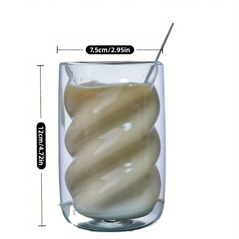 Double Wall Spiral Glass Cup High Borosilicate Glass Heat Resistant Cold Resistant Insulated Clear Glass Mug For Coffee Tea Water Home Office Use 5