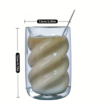 Double Wall Spiral Glass Cup High Borosilicate Glass Heat Resistant Cold Resistant Insulated Clear Glass Mug For Coffee Tea Water Home Office Use 5