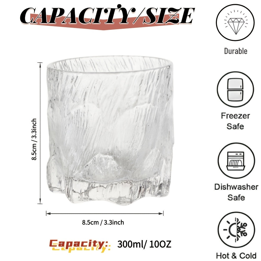 2pcs/4pcs Thickened Glacier Style Octagonal Glass Cup Frosted Glass Cup Whiskey Cup Coffee Cup Drink Cup 3