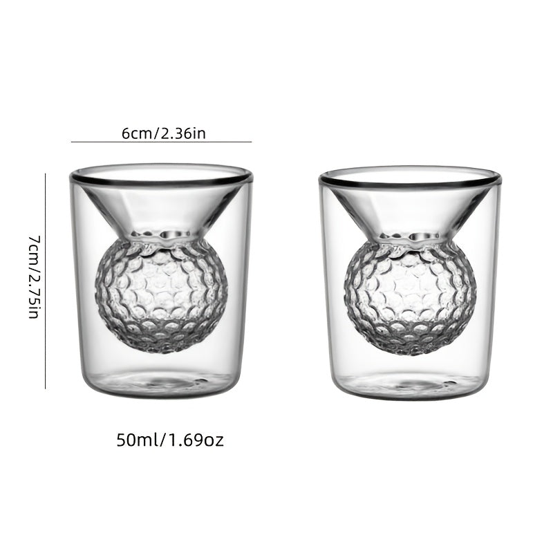 2pcs Double-Layer Golf Ball Wine Glasses
