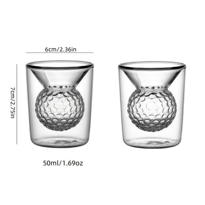 2pcs Double-Layer Golf Ball Wine Glasses