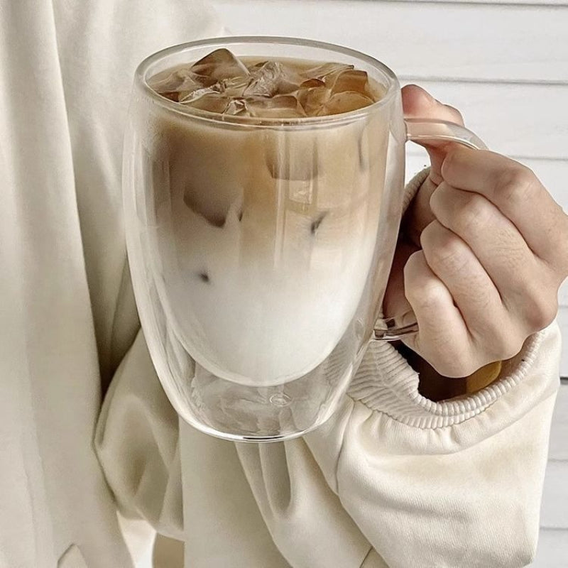 Double-walled Coffee Cup With Handle Borosilicate Glass Coffee Mug 2