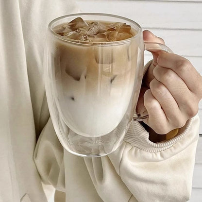 Double-walled Coffee Cup With Handle Borosilicate Glass Coffee Mug 2
