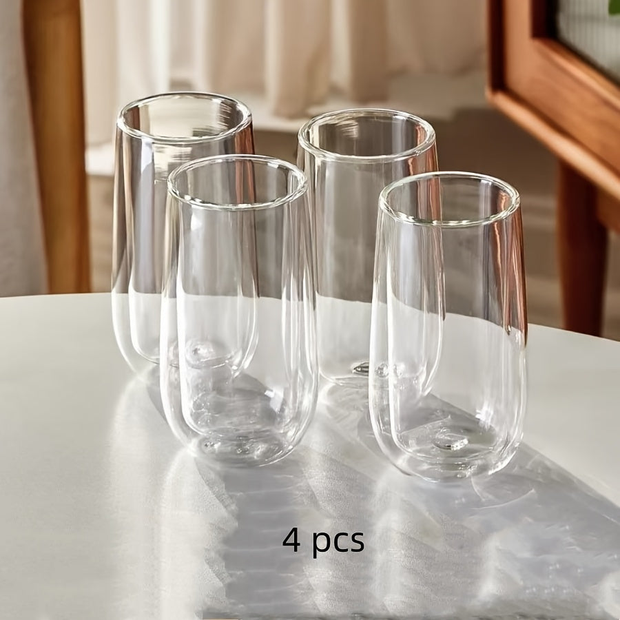 4pcs Japanese Style Barcode Double-Layer Heat-Resistant Glass Cups 3