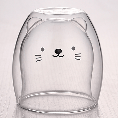 Creative Cute Bear Double-Layer Coffee Mug Double Glass Cup Cartoon Animal Milk Glass Lady Cute Gift Christmas Gift 201-300Ml