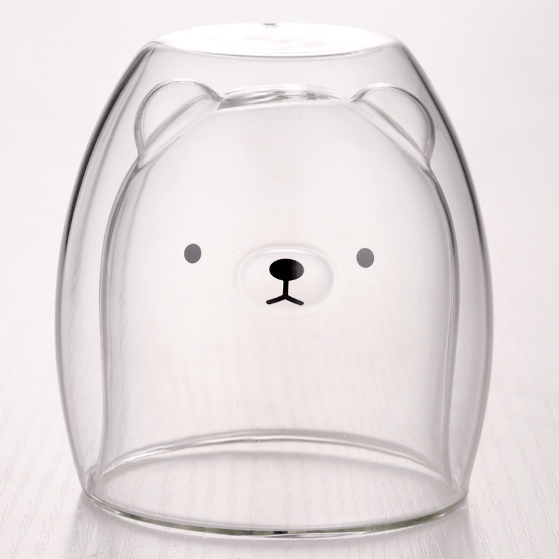 Creative Cute Bear Double-Layer Coffee Mug Double Glass Cup Cartoon Animal Milk Glass Lady Cute Gift Christmas Gift 201-300Ml