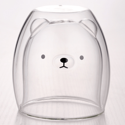 Creative Cute Bear Double-Layer Coffee Mug Double Glass Cup Cartoon Animal Milk Glass Lady Cute Gift Christmas Gift 201-300Ml