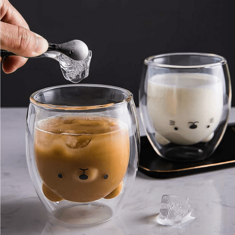 1pc Double-Layer Glass Cup With Wide Mouth For Easy Cleaning + Smooth Grip For Office Coffee Cup/Home Milk Cup/Hot & Cold Drink Cup/Water Cup/Animal Embossed Cup/Office Water Cup/Dual-Use Cup/Double-Layer Insulated Cup/Coffee Milk Cup 4