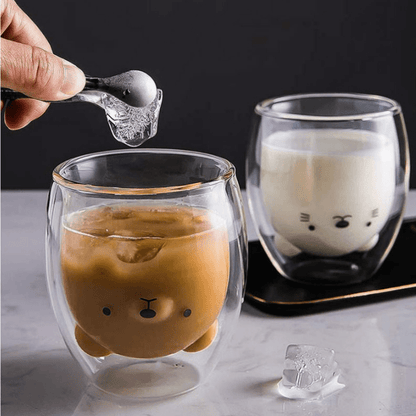 1pc Double-Layer Glass Cup With Wide Mouth For Easy Cleaning + Smooth Grip For Office Coffee Cup/Home Milk Cup/Hot & Cold Drink Cup/Water Cup/Animal Embossed Cup/Office Water Cup/Dual-Use Cup/Double-Layer Insulated Cup/Coffee Milk Cup 4