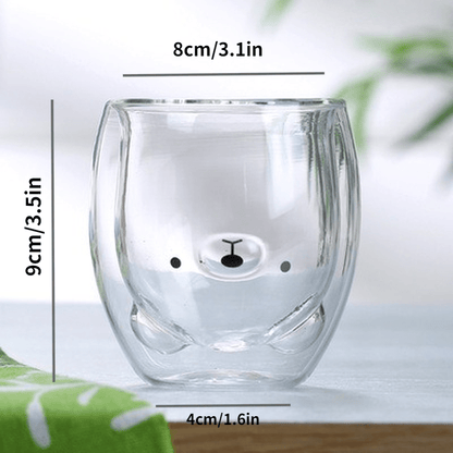 Creative Cute Bear Double-Layer Coffee Mug Double Glass Cup Cartoon Animal Milk Glass Lady Cute Gift Christmas Gift 201-300Ml 4