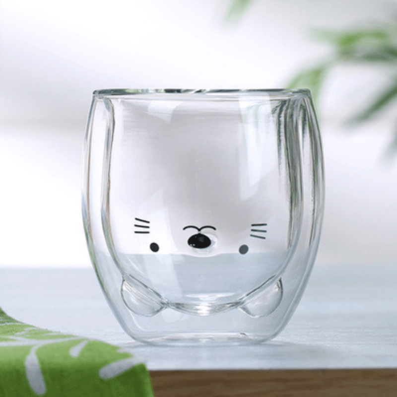 Creative Cute Bear Double-Layer Coffee Mug Double Glass Cup Cartoon Animal Milk Glass Lady Cute Gift Christmas Gift 201-300Ml 5