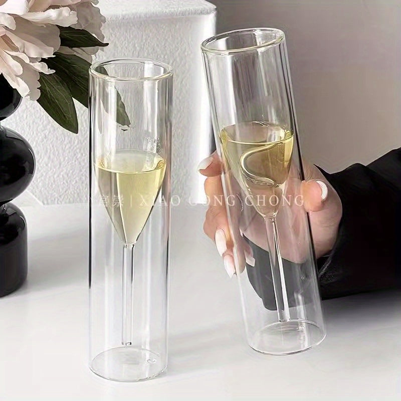 4pcs Transparent Flute Champagne Glasses - Double-Walled Stemmed Wine Goblets With Bubble-Preserving For Sparkling Wine 5