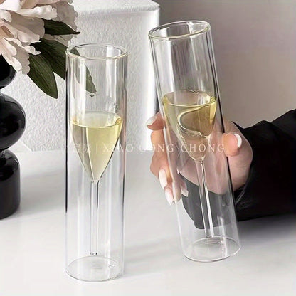 4pcs Transparent Flute Champagne Glasses - Double-Walled Stemmed Wine Goblets With Bubble-Preserving For Sparkling Wine 5