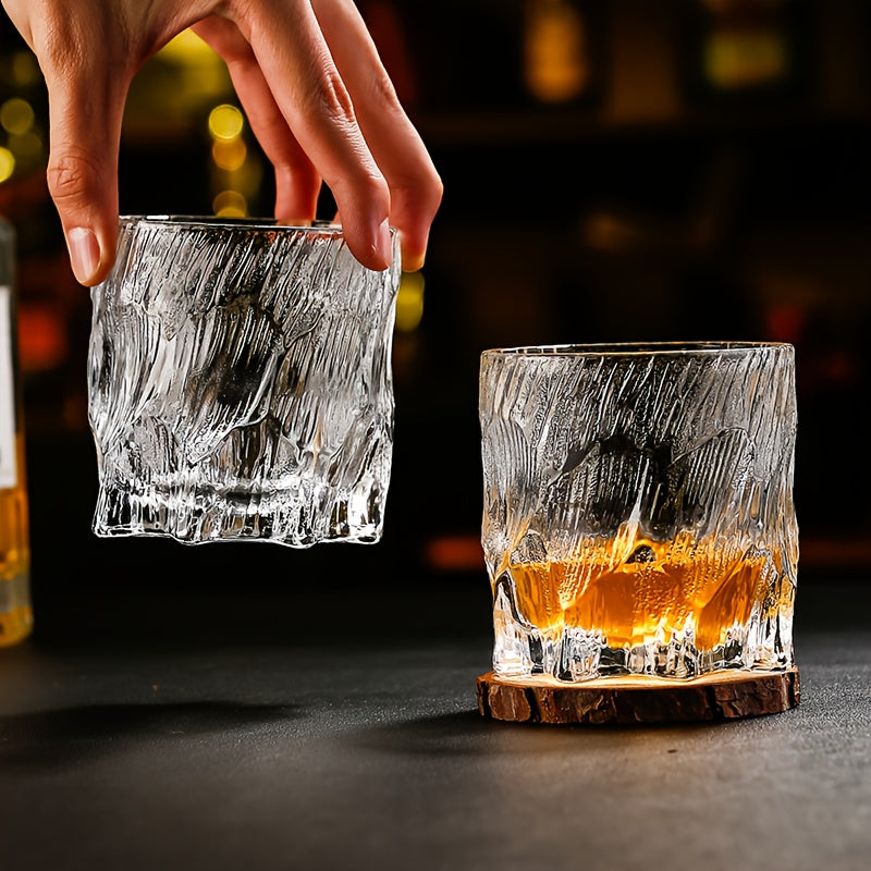 2pcs/4pcs Thickened Glacier Style Octagonal Glass Cup Frosted Glass Cup Whiskey Cup Coffee Cup Drink Cup 4