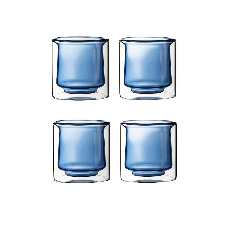 4pcs High-Temperature Resistant And Anti-Scald Double-Layer Borosilicate Glass Cup Set 4