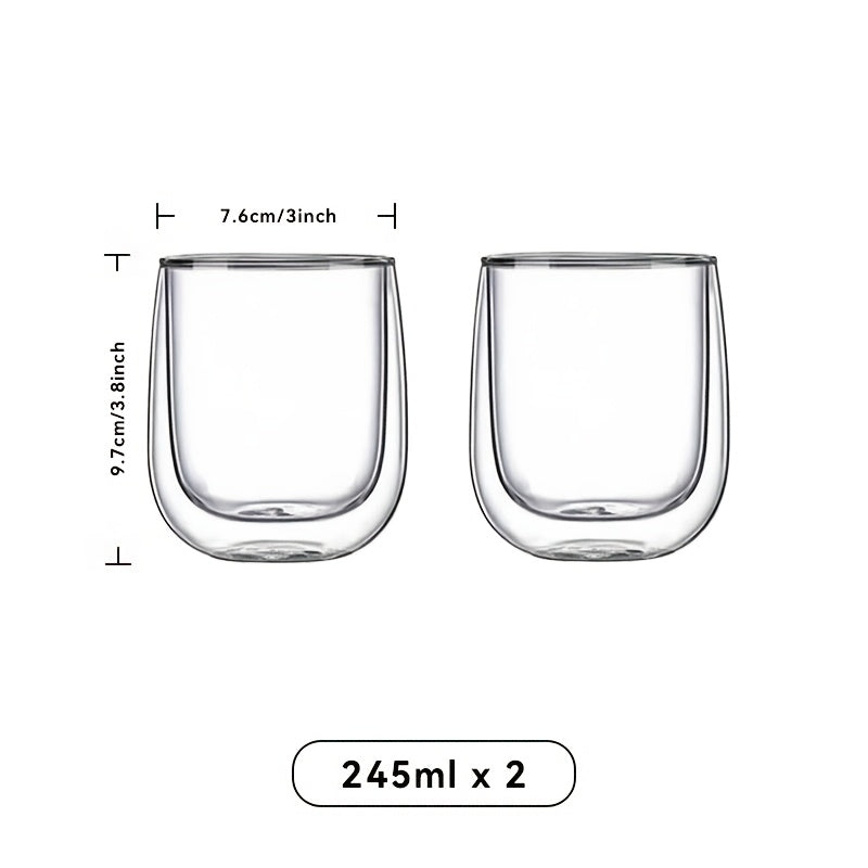 2/4/6pcs Set - High Borosilicate Double-Wall Glass Brewing Cup