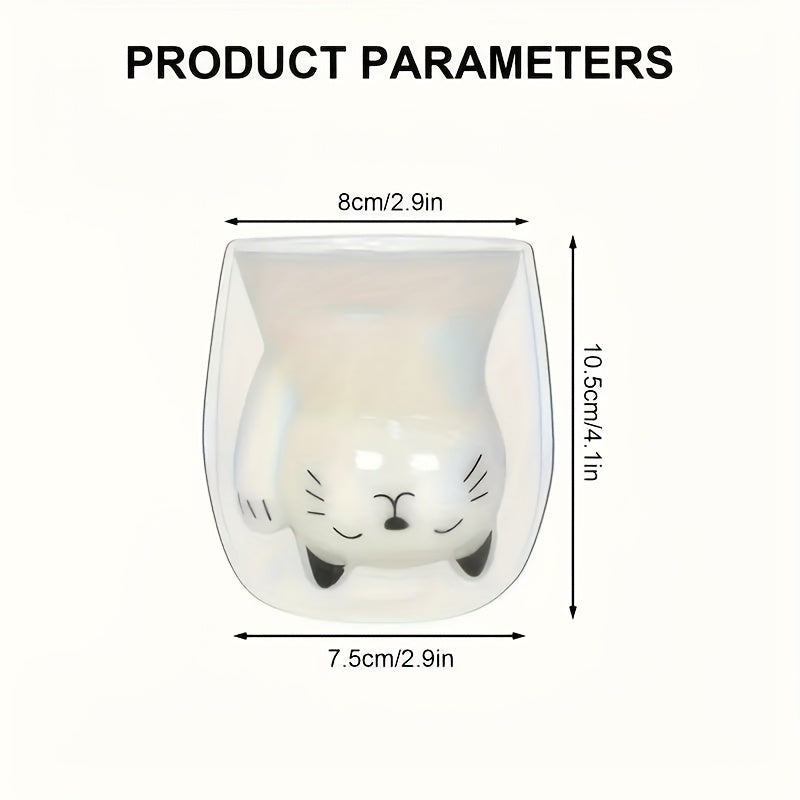 Adorable Cat Glass Coffee Mug 5
