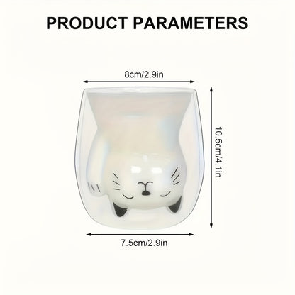 Adorable Cat Glass Coffee Mug 5