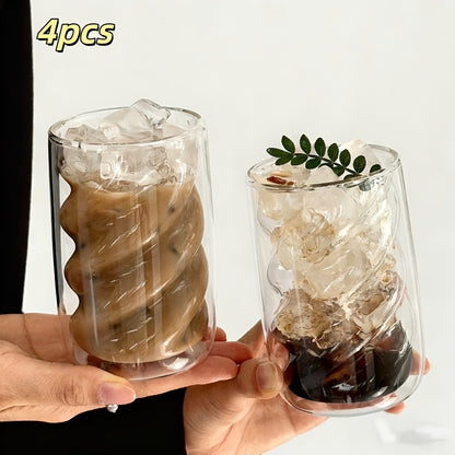 4pcs Double-Layer Insulated Glass Coffee Cups